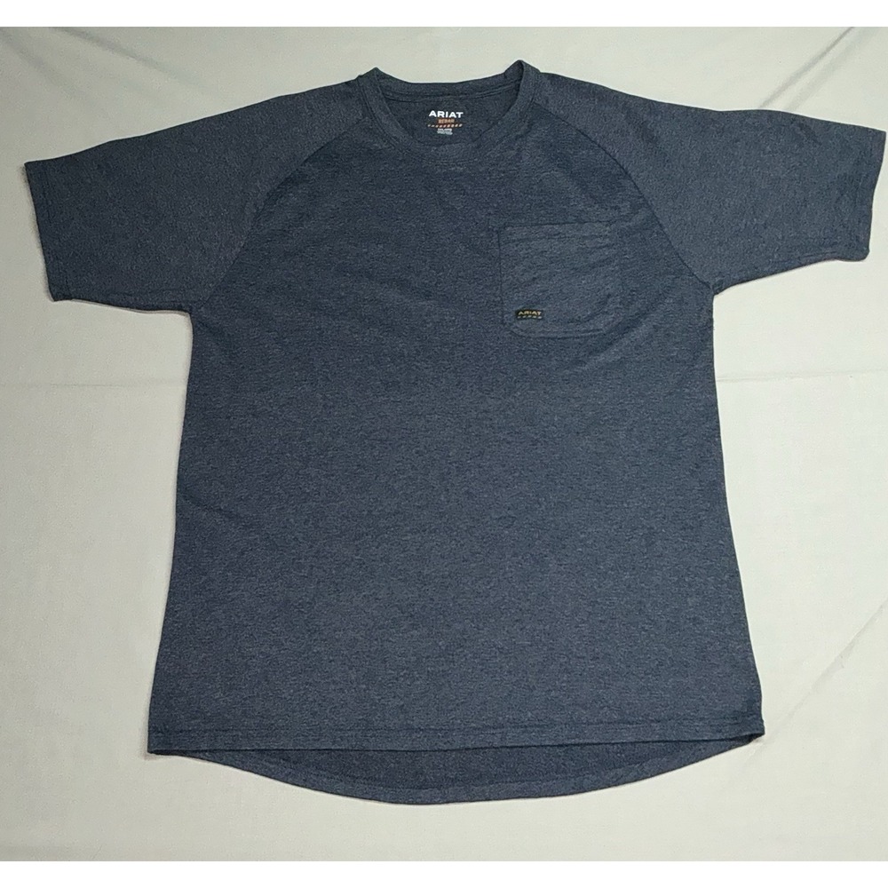 Ariat Heather Blue Rebar Crew Neck Short Sleeve Pocket T-Shirt Size 2XL